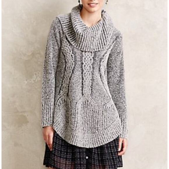 Angel‎ Of The North Wool Cable Knit Sweater Med Gray Cabincore Fair Isle Cozy - Picture 1 of 14